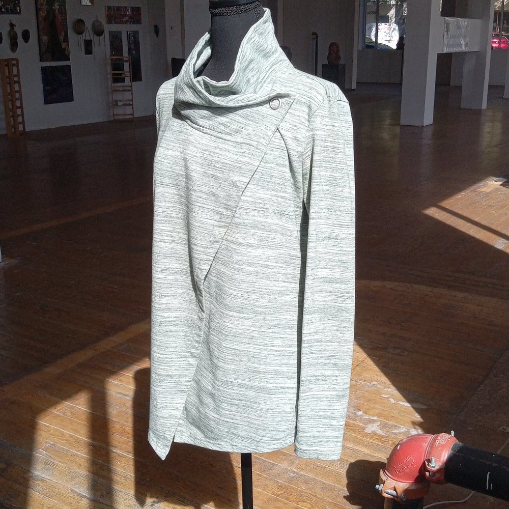 Danskin sage white and gray long sleeve asymmetrical athletic/ Leisure wear top